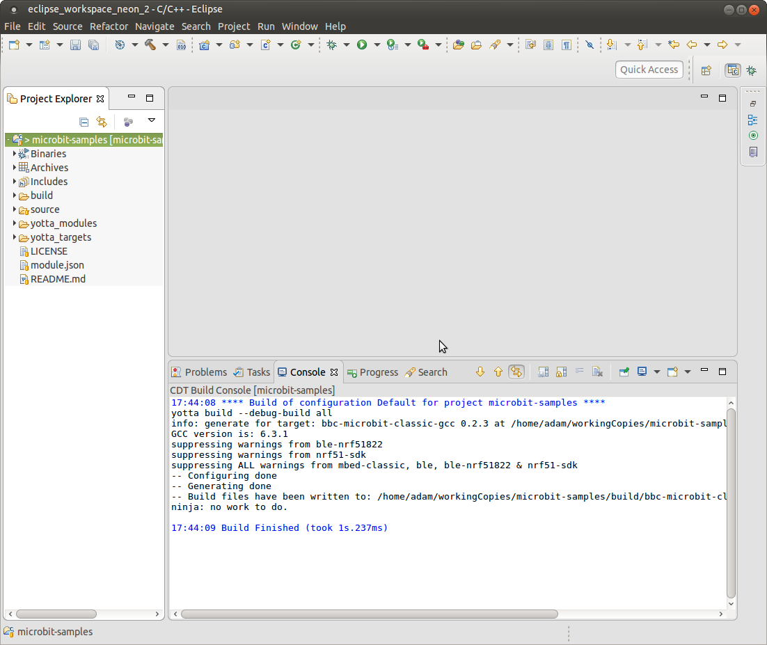 eclipse with microbit project built